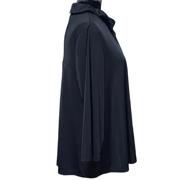 Chico’s Easywear Black Wire Collar Cardigan Size 1 Medium Minimalist Whimsigoth - Picture 2 of 7